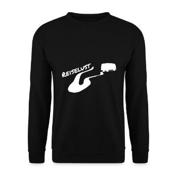 Camper Camping Van Bus Campen Reiselust Serpentine - Unisex Pullover - Schwarz - Vorne - Alina (178cm) & Michal (187cm)