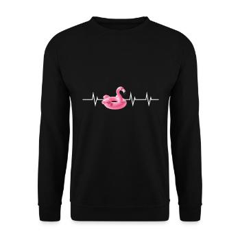 Heartbeat en rose - Flamingo Edition - Sweat-shirt Unisexe - noir - Devant - Alina (178cm) & Michal (187cm)