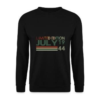 79. Geburtstag Juli Jahrgang 1944 Vintage - Unisex Pullover - Schwarz - Vorne - Alina (178cm) & Michal (187cm)