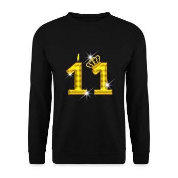 11 birthday - Crown - candle - gold - Unisex Sweatshirt - black - Front - Alina (178cm) & Michal (187cm)