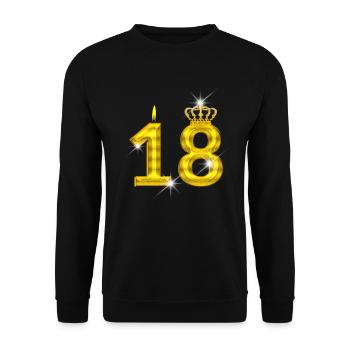 18 birthday - Crown - candle - gold - Unisex Sweatshirt - black - Front - Alina (178cm) & Michal (187cm)