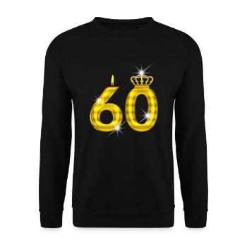 60 birthday - Crown - candle - gold - Unisex Sweatshirt - black - Front - Alina (178cm) & Michal (187cm)