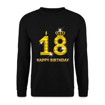 18-happy birthday - birthday - number gold - Unisex Sweatshirt - black - Front - Alina (178cm) & Michal (187cm)