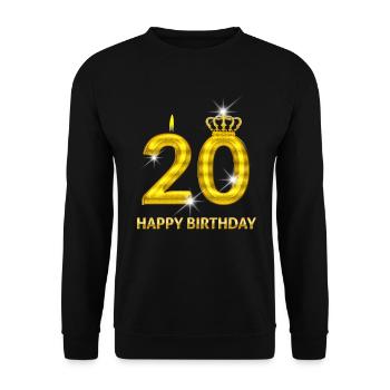 20-happy birthday - birthday - number gold - Unisex Sweatshirt - black - Front - Alina (178cm) & Michal (187cm)