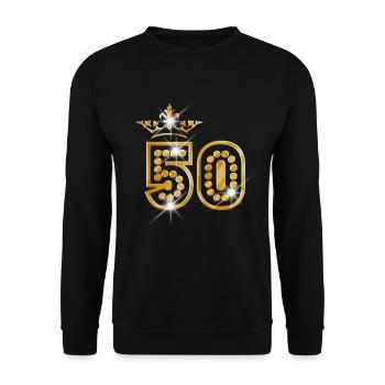 50 - Birthday - Queen - Gold - Burlesque - Unisex Sweatshirt - black - Front - Alina (178cm) & Michal (187cm)