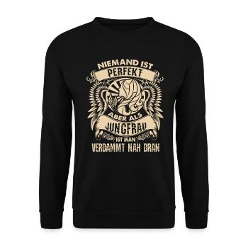 Signe du zodiaque vierge - est parfait - DE - Sweat-shirt Unisexe - noir - Devant - Alina (178cm) & Michal (187cm)