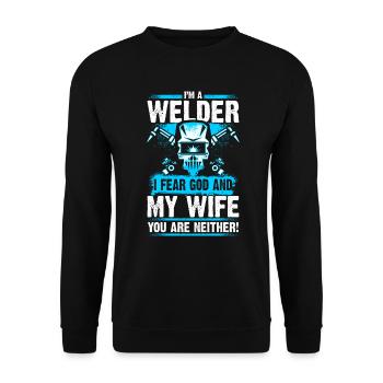 I'm a Welder - Welder - EN - Unisex Pullover - Schwarz - Vorne - Alina (178cm) & Michal (187cm)