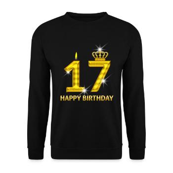 17-happy birthday - birthday - number gold - Unisex Sweatshirt - black - Front - Alina (178cm) & Michal (187cm)