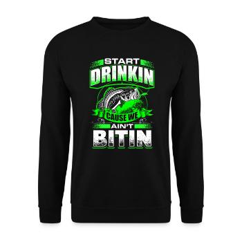 Start Drinkin - Fishing - EN - Sweat-shirt Unisexe - noir - Devant - Alina (178cm) & Michal (187cm)