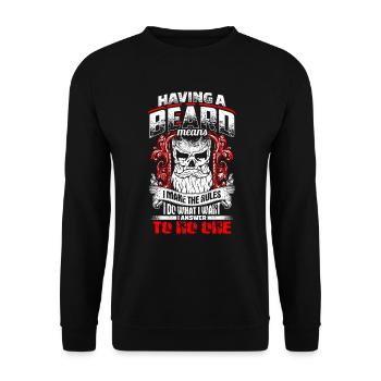Having A Beard Means - EN - Unisex Pullover - Schwarz - Vorne - Alina (178cm) & Michal (187cm)
