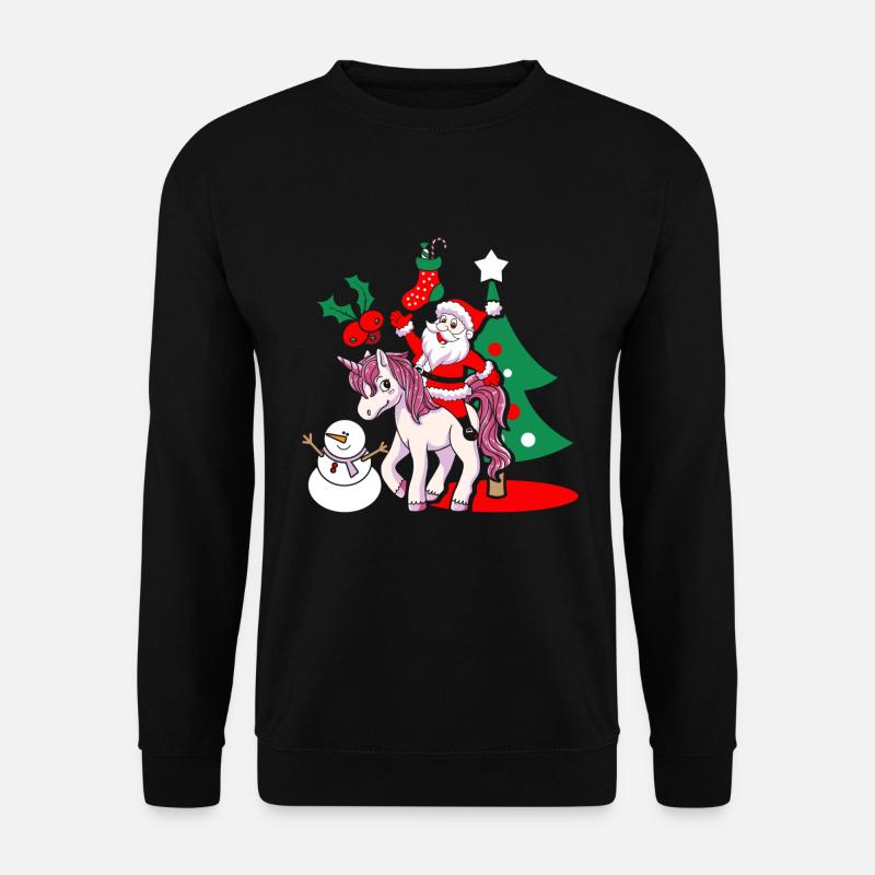 Santa Einhorn Weihnachtsmann Weihnachten Geschenk - Unisex Pullover - Schwarz