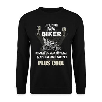 Papa biker motard moto - Sweat-shirt Unisexe - noir - Devant - Alina (178cm) & Michal (187cm)