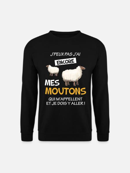 Berger, métier éleveur citation humour moutons - Sweat-shirt Unisexe - noir