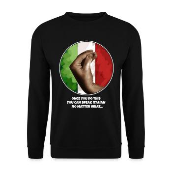 Italian Hand Gesture Italia Italy Italiano Flag - Unisex Pullover - Schwarz - Vorne - Alina (178cm) & Michal (187cm)