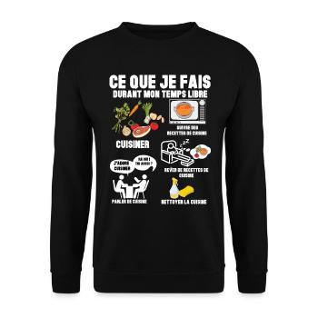 Cuisine Passion Métier Cuisinier Cuisinière - Sweat-shirt Unisexe - noir - Devant - Alina (178cm) & Michal (187cm)