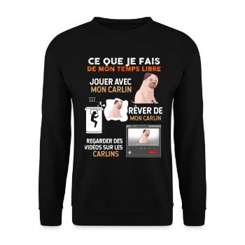 Temps libre chien Carlin Idée Cadeau Chien De Race - Sweat-shirt Unisexe - noir - Devant - Alina (178cm) & Michal (187cm)
