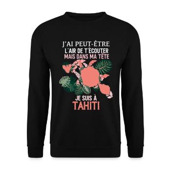 Tahiti Ma Passion Mon ïle Cadeau - Sweat-shirt Unisexe - noir - Devant - Alina (178cm) & Michal (187cm)