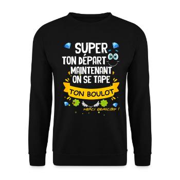 Collègue Départ On Se Tape Ton Boulot - Sweat-shirt Unisexe - noir - Devant - Alina (178cm) & Michal (187cm)