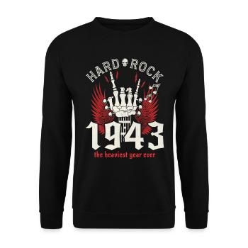 Jahrgang 1943 Musikerfest 80-jähriges Jubiläum - Unisex Pullover - Schwarz - Vorne - Alina (178cm) & Michal (187cm)