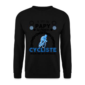 Papy Cycliste Cadeau Humour Homme Vélo - Sweat-shirt Unisexe - noir - Devant - Alina (178cm) & Michal (187cm)
