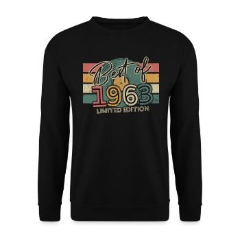 Vintage 60 Year Birthday Gift, Born in 1963 - Unisex Sweatshirt - black - Front - Alina (178cm) & Michal (187cm)