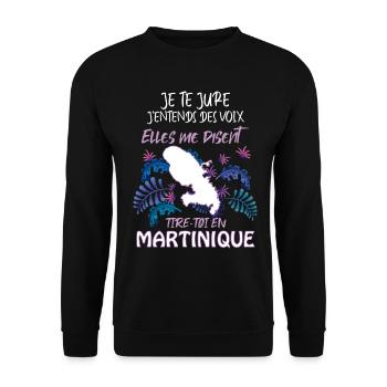 Martinique Antilles drôle j'entends des voix - Sweat-shirt Unisexe - noir - Devant - Alina (178cm) & Michal (187cm)