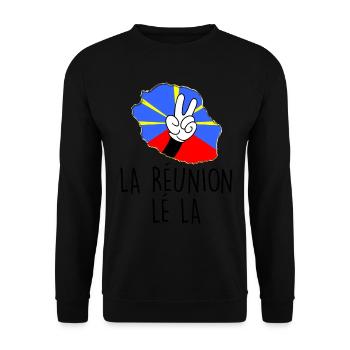 île De La Réunion Drapeau Réunionnais Lé La - Sweat-shirt Unisexe - noir - Devant - Alina (178cm) & Michal (187cm)