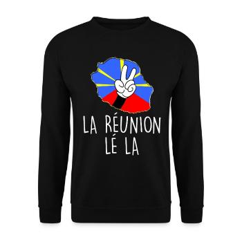 Carte de l'île de la Réunion Créole Lé La - Sweat-shirt Unisexe - noir - Devant - Alina (178cm) & Michal (187cm)