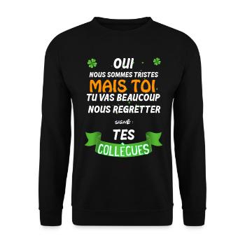 La Tristesse Des Collègues Cadeau Départ - Sweat-shirt Unisexe - noir - Devant - Alina (178cm) & Michal (187cm)