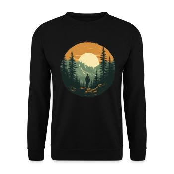 Forest Nature Trekking Adventure - Unisex Sweatshirt - black - Front - Alina (178cm) & Michal (187cm)