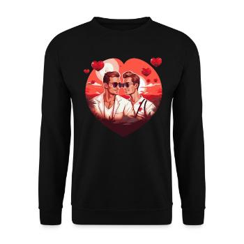 LGBT Gay Valentinstag Idee für Schwule - Unisex Pullover - Schwarz - Vorne - Alina (178cm) & Michal (187cm)