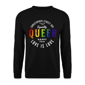 Love is Love, Gay Pride, LGBTQ+ - Unisex Sweatshirt - black - Front - Alina (178cm) & Michal (187cm)