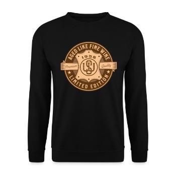 Aged Like Fine Wine 1958 Birthday Gift Idea - Unisex Sweatshirt - black - Front - Alina (178cm) & Michal (187cm)