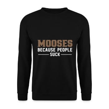 Mit Elch ist das Leben besser! Lustig Elch Spruch - Unisex Pullover - Schwarz - Vorne - Alina (178cm) & Michal (187cm)