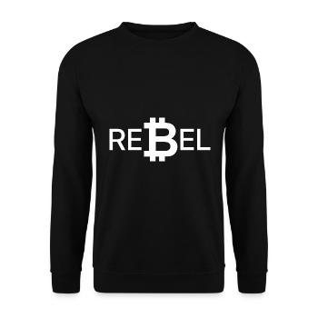 Bitcoin BTC Rebel - Digitales Gold Asset - Unisex Pullover - Schwarz - Vorne - Alina (178cm) & Michal (187cm)