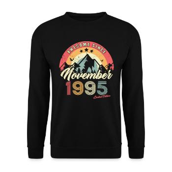 Cadeau D'anniversaire En Novembre 1995 Vintage - Sweat-shirt Unisexe - noir - Devant - Alina (178cm) & Michal (187cm)