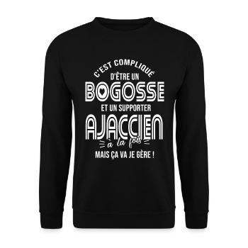 Cadeau bogosse supporter club foot ajaccien - Sweat-shirt Unisexe - noir - Devant - Alina (178cm) & Michal (187cm)