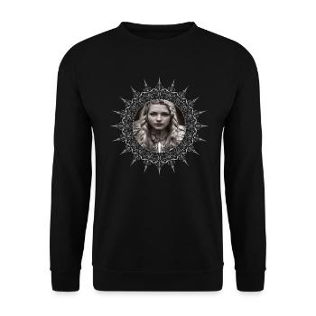 Schildmaid Wikinger Kriegerin Mittelalter Freya - Unisex Pullover - Schwarz - Vorne - Alina (178cm) & Michal (187cm)