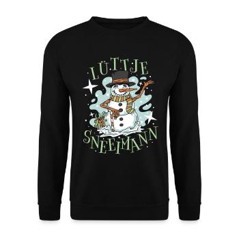 Lüttje Sneeimann Plattdeutsch - Unisex Pullover - Schwarz - Vorne - Alina (178cm) & Michal (187cm)