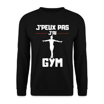 Ich kann nicht ins Fitnessstudio gehen - Unisex Pullover - Schwarz - Vorne - Alina (178cm) & Michal (187cm)