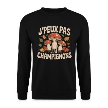 J'Peux Pas Champignons - Sweat-shirt Unisexe - noir - Devant - Alina (178cm) & Michal (187cm)