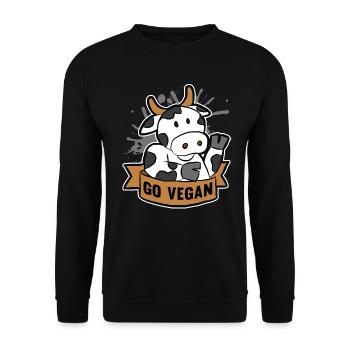 Go Vegan - Unisex Pullover - Schwarz - Vorne - Alina (178cm) & Michal (187cm)