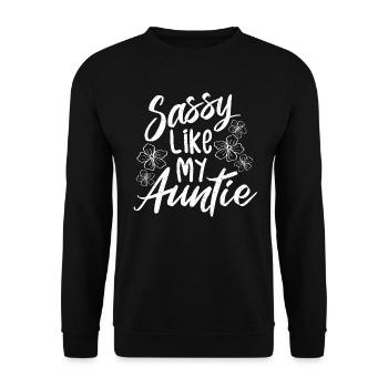 Sassy Like My Auntie - Tante - Unisex Pullover - Schwarz - Vorne - Alina (178cm) & Michal (187cm)