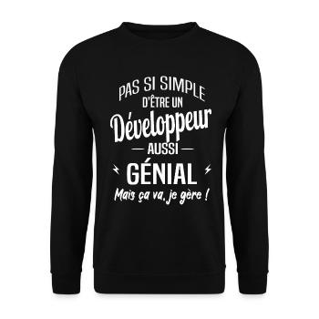 Développeur - Sweat-shirt Unisexe - noir - Devant - Alina (178cm) & Michal (187cm)