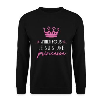 Je m'en fou je suis une princesse - Sweat-shirt Unisexe - noir - Devant - Alina (178cm) & Michal (187cm)