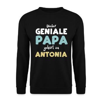 Dieser Geniale Papa Gehört Zu An... - Unisex Pullover - Schwarz - Vorne - Alina (178cm) & Michal (187cm)