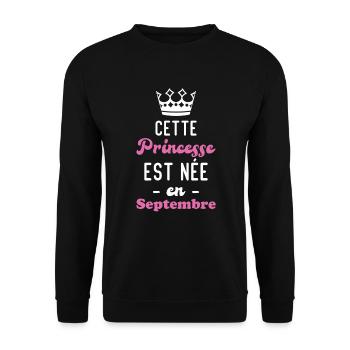 Cette princesse est née en septembre - Sweat-shirt Unisexe - noir - Devant - Alina (178cm) & Michal (187cm)
