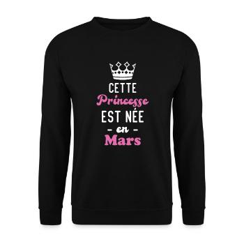 Cette princesse est née en mars - Sweat-shirt Unisexe - noir - Devant - Alina (178cm) & Michal (187cm)