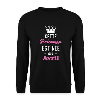 Cette princesse est née en avril - Sweat-shirt Unisexe - noir - Devant - Alina (178cm) & Michal (187cm)