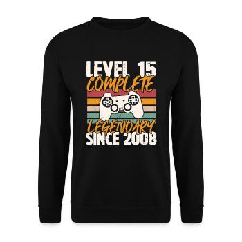 Birthday Gift, Level 15 Complete 2008 - Unisex Sweatshirt - black - Front - Alina (178cm) & Michal (187cm)